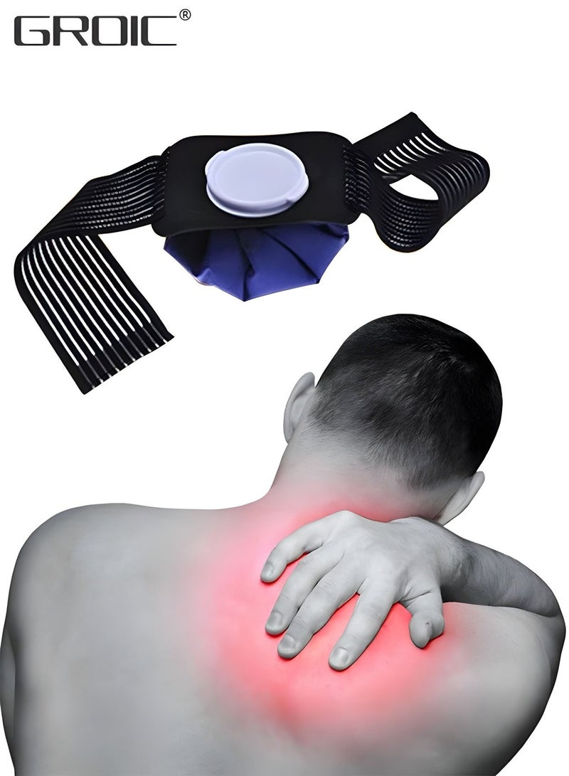Ice Cold Pack Reusable Ice Bags Hot Water Bag for Injuries, Hot & Cold Therapy and Pain Relief with Elastic Breathable Support Wrap, 3 Sizes (6