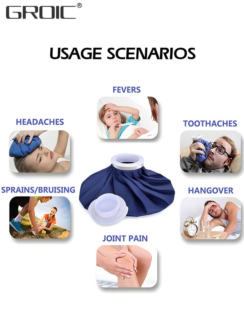 Ice Cold Pack Reusable Ice Bags Hot Water Bag for Injuries, Hot & Cold Therapy and Pain Relief with Elastic Breathable Support Wrap, 3 Sizes (6