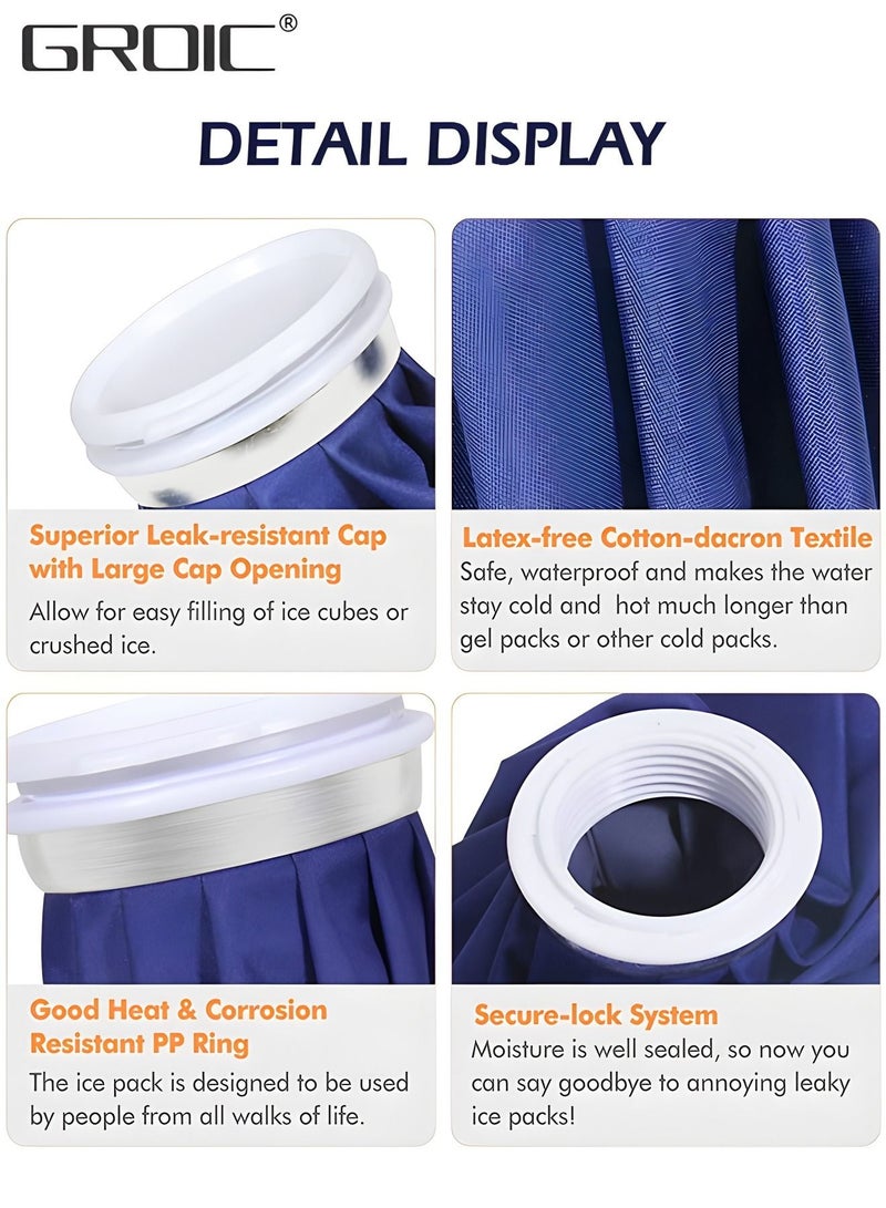 Ice Cold Pack Reusable Ice Bags Hot Water Bag for Injuries, Hot & Cold Therapy and Pain Relief with Elastic Breathable Support Wrap, 3 Sizes (6