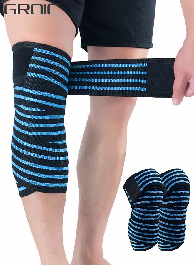 Knee Wraps (Pair) With Strap for Squats, Weightlifting, Nylon Knee Wraps for Compression Elastic Support,Sports Protective Equipment