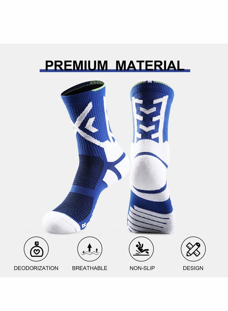 Basketball Socks, Men's Outdoor Athletic Crew Socks, Athletic Crew Socks for Men Women, Protective Elite Socks, Sports Socks (5 Pairs)