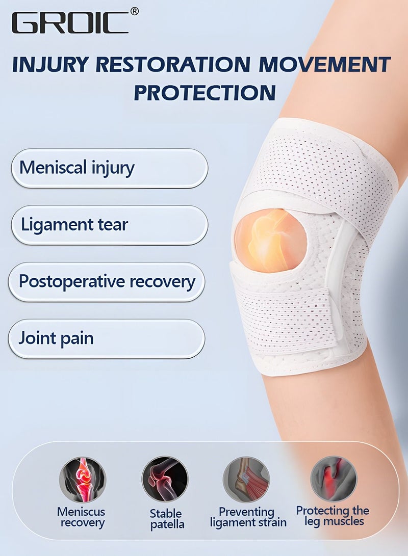 2PCS Knee Brace with Side Stabilizers Relieve Meniscus Tear Knee Pain ACL MCL Arthritis,Joint Pain Relief, Breathable Adjustable Knee Support,Adjustable Compression Knee Support Braces