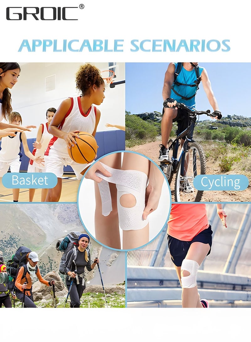 2PCS Knee Brace with Side Stabilizers Relieve Meniscus Tear Knee Pain ACL MCL Arthritis,Joint Pain Relief, Breathable Adjustable Knee Support,Adjustable Compression Knee Support Braces