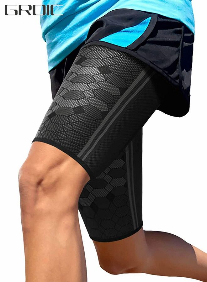 Thigh Compression Sleeves (Pair), Compression Sleeve for Quad & Groin Pain Relief & Recovery, Thigh Brace Support Anti Slip Upper Leg Sleeves,Relief Sports Injury Recovery
