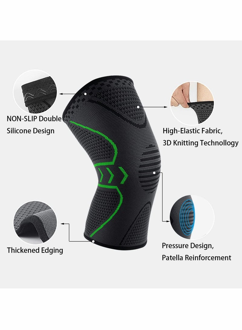 Knee Brace, Knee Compression Sleeve Support for Men & Women | Knee Support for Running, Basketball, Weightlifting, Gym, Workout, Sports  2 PCS