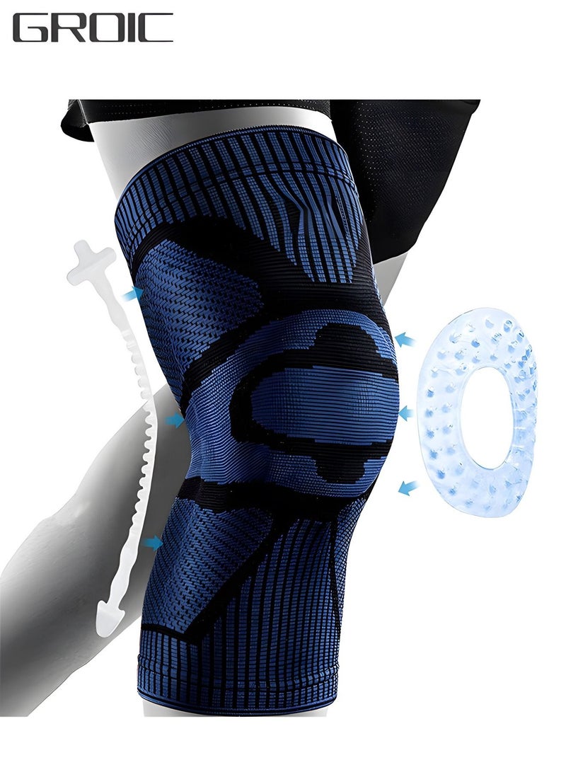 Knee Braces for Knee Pain, Knee Brace with Patella Gel Pad & Side Stabilizers,Medical Grade Knee Compression Sleeve for Any Sports, Pain Relief,Knee Protector for Running, Meniscus Tear