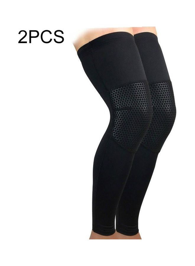 2-Piece Full Length Breathable Sports Knee Pad Protective Gear L