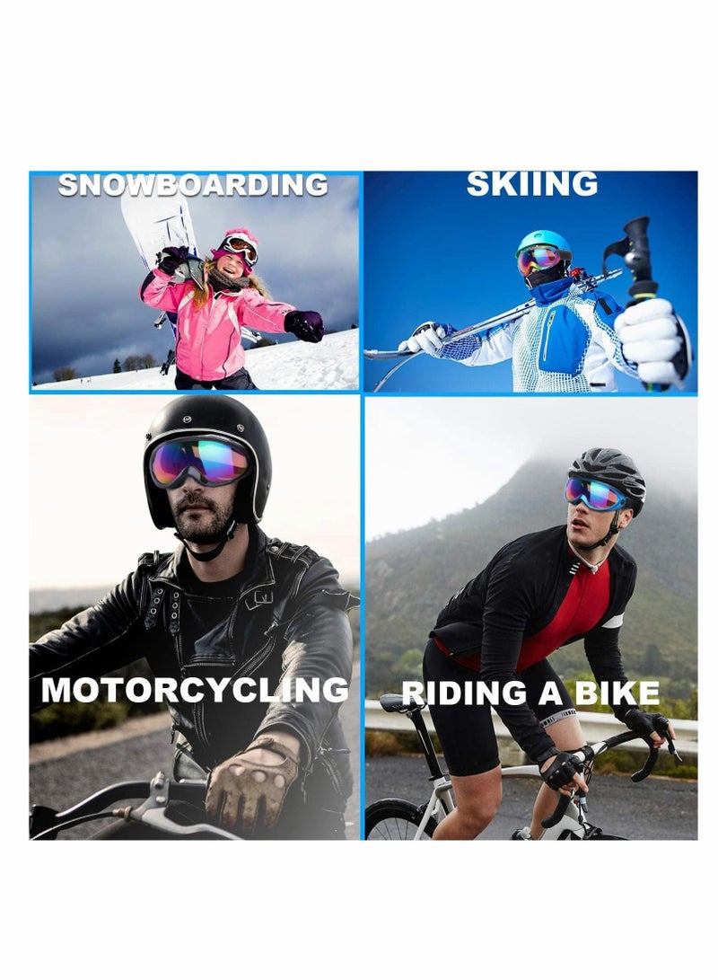 Ski Snowboard Goggles 4 Pack, Anti Fog Glare Adjustable Strap, UV Protection, Fog, Wind Resistance, for Winter Outdoor Sport Skiing, Motorcycling, Adult and Child General (Multicolor)