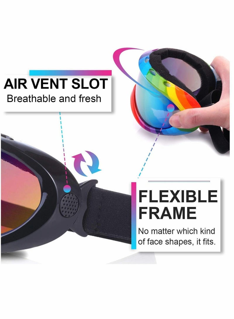 Ski Snowboard Goggles 4 Pack, Anti Fog Glare Adjustable Strap, UV Protection, Fog, Wind Resistance, for Winter Outdoor Sport Skiing, Motorcycling, Adult and Child General (Multicolor)