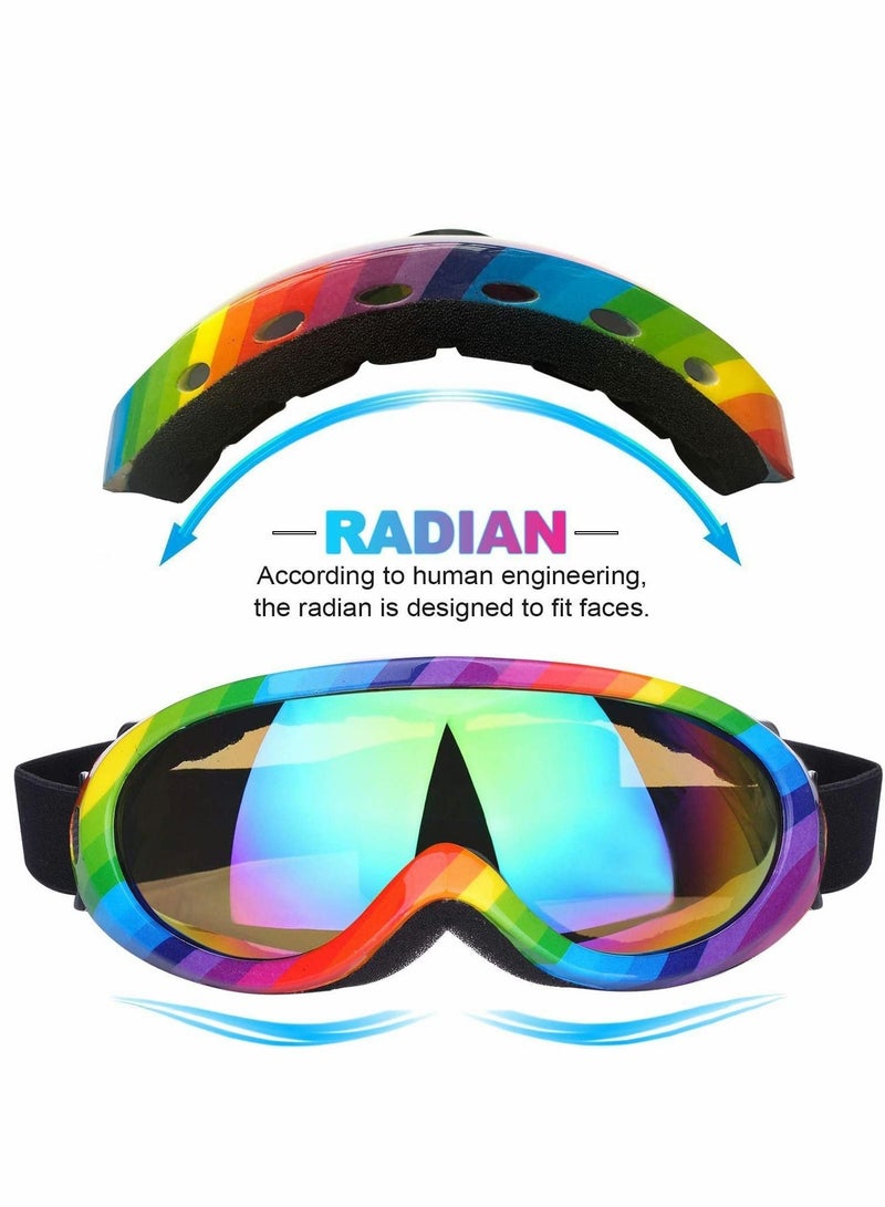 Ski Snowboard Goggles 4 Pack, Anti Fog Glare Adjustable Strap, UV Protection, Fog, Wind Resistance, for Winter Outdoor Sport Skiing, Motorcycling, Adult and Child General (Multicolor)