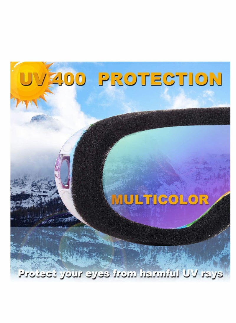Ski Snowboard Goggles 4 Pack, Anti Fog Glare Adjustable Strap, UV Protection, Fog, Wind Resistance, for Winter Outdoor Sport Skiing, Motorcycling, Adult and Child General (Multicolor)