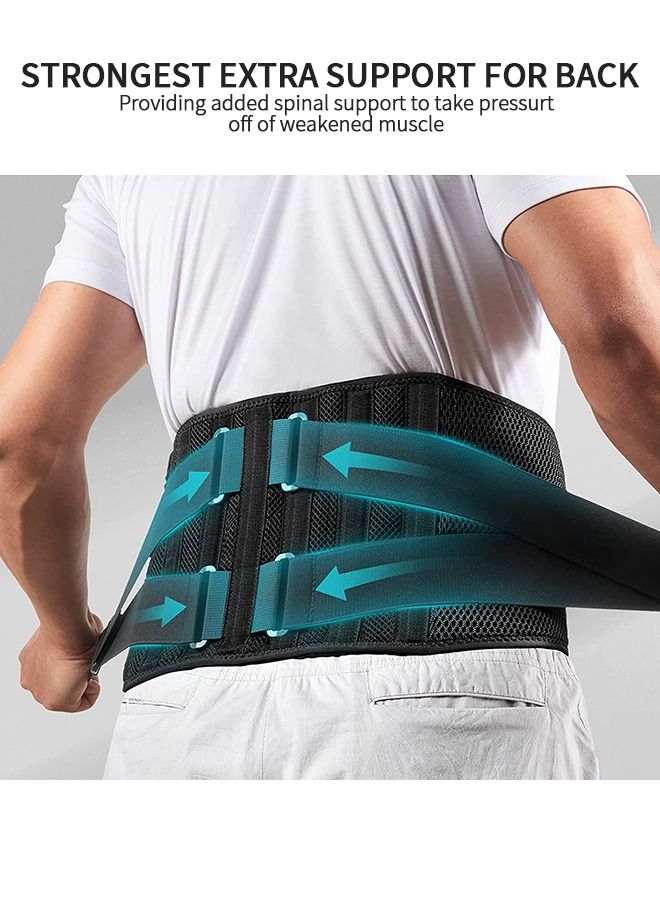 Lower Back Pain Relief with 7 Metal Plates Supports , Air Mesh Back Brace for Adult, Adjustable Back Support Belt for Work , Anti-skid Lumbar Support for Sciatica Scoliosis