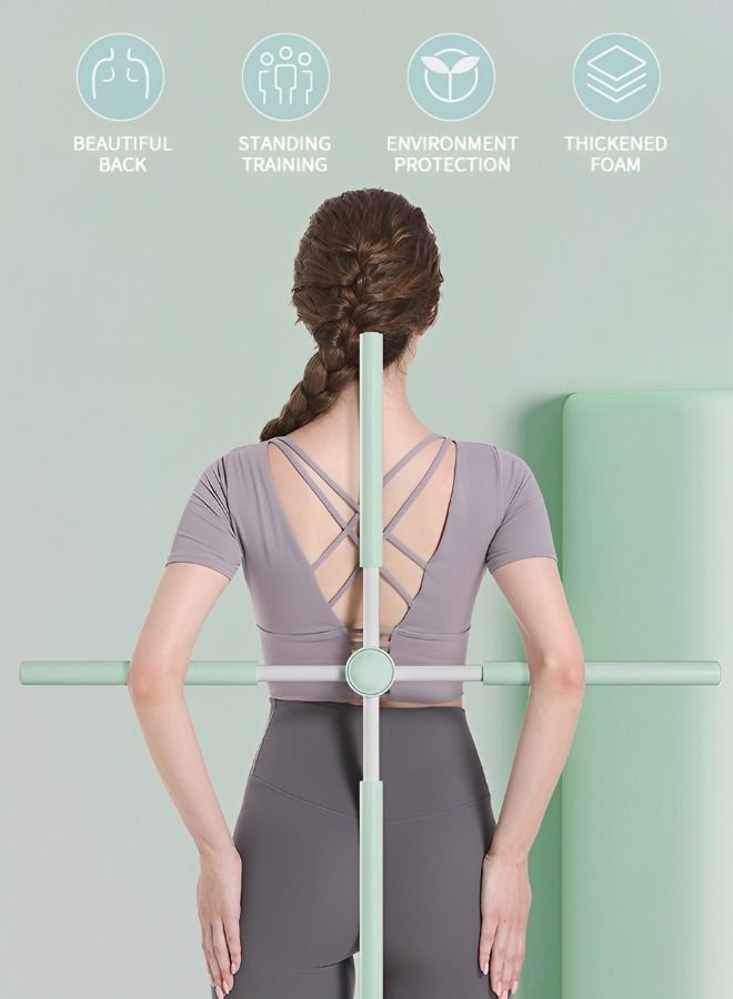 Back Straightener Posture Corrector, Yoga Sticks Stretching Tool for Posture, Humpback Correction Sticks Stretching Tool, Back Brace Women Posture Corrector for Men kids -Green