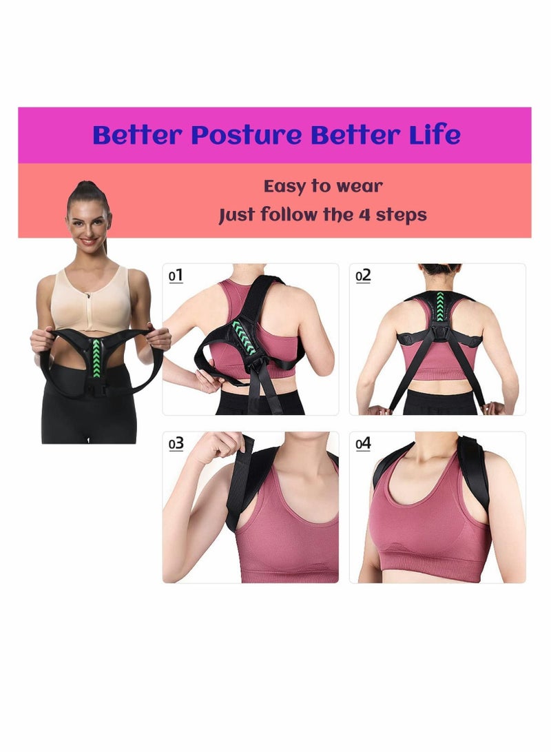 Back Brace Pro Posture Corrector for Women Adjustable Breathable back support belt for men Improves Posture Neck Pain Relief Medium 27'' 36''