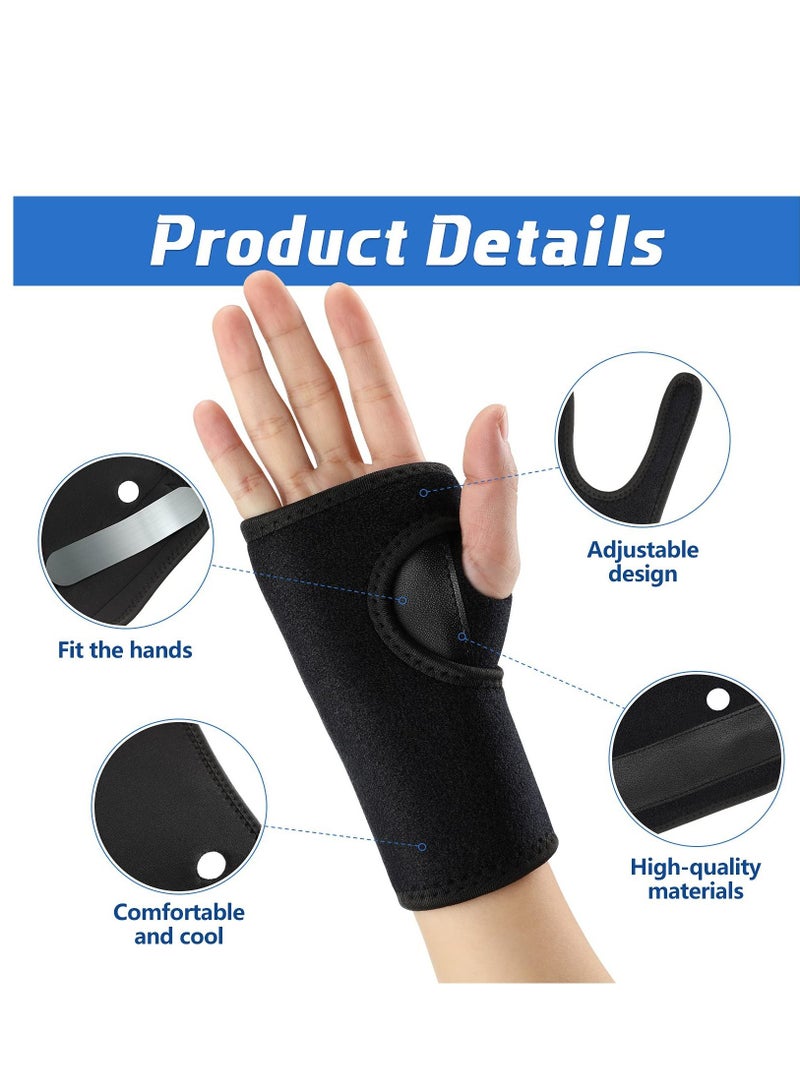 2 Pieces Night Wrist Sleep Support Brace, for Night Wrist Sleep Support Brace Wrist Splint Stabilizer, Help With Carpal Tunnel and Wrist Pain Relief Adjustable, Fitted (Black,Classic Style)