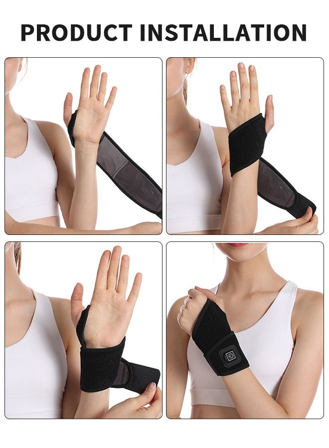 Heated Wrist Guards,Heat Wrist Wrap, Electric Heated Brace, 3 Temperature Levels with One Button Control, Heated Pad Hand Support for Carpal Tunnel, Arthritis, Tendonitis, Bruises & amp,Sprains