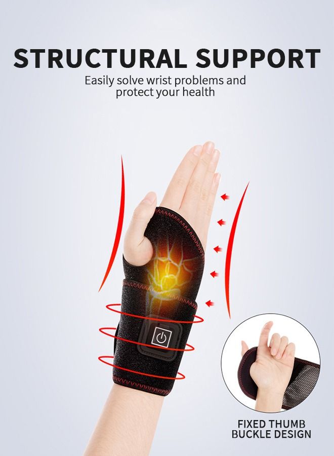 Heated Wrist Guards,Heat Wrist Wrap, Electric Heated Brace, 3 Temperature Levels with One Button Control, Heated Pad Hand Support for Carpal Tunnel, Arthritis, Tendonitis, Bruises & amp,Sprains