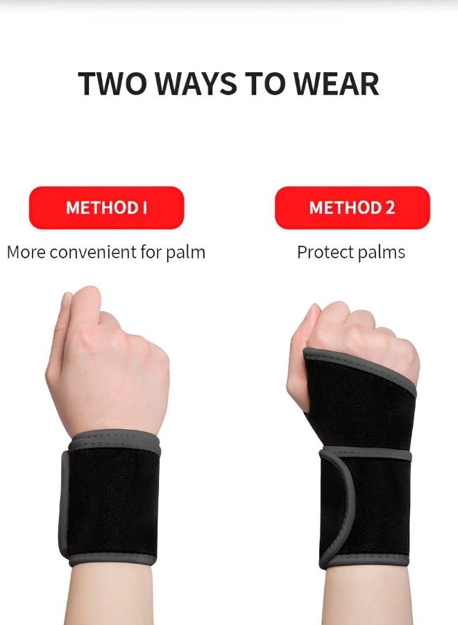 2 Pack Magnetic Therapy Wrist Support Brace/Carpal Tunnel/Wrist Brace/Hand Support/Wrist Wrap/Wrist Guard, Adjustable Wrist Support for Sport, Joint Pain Relief (Black)