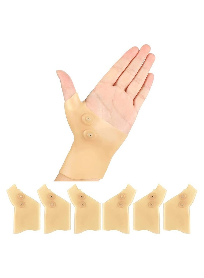 Thumb Braces, 6 Pieces Spica Splint Gel Wrist Support Braces Waterproof Magnetic Brace Arthritis Silicone Glove Protector Elastic Sleeves