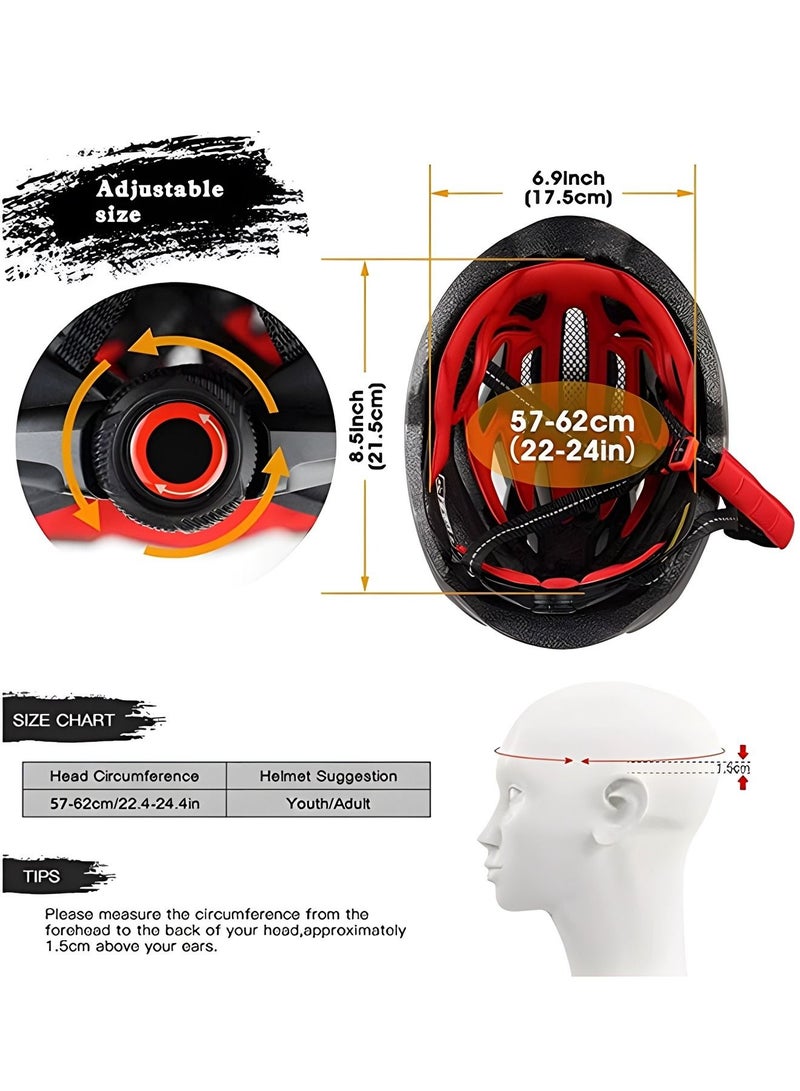 Bike Helmet, Bicycle Helmet for Men Women with Detachable Sun Visor Quick Release Strap Cycling Helmet Microshell Design Adjustable Size,Safety Protection Equipment