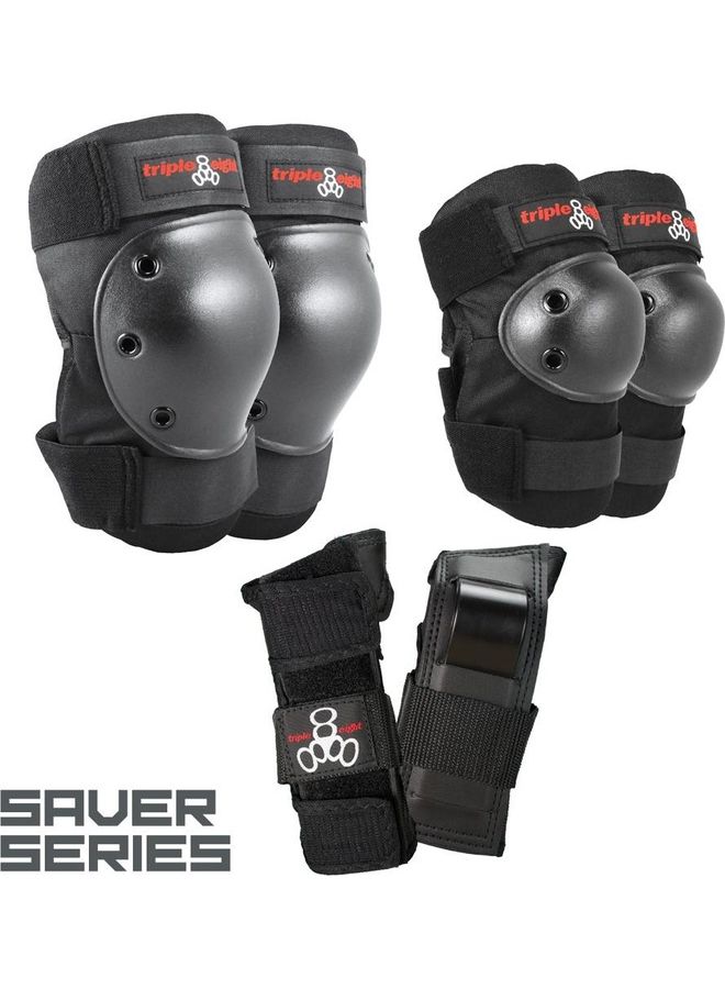 Saver Series Pad Set With Knee Savers, Elbow Savers And Wrist Savers, Medium, Black 8-9inch