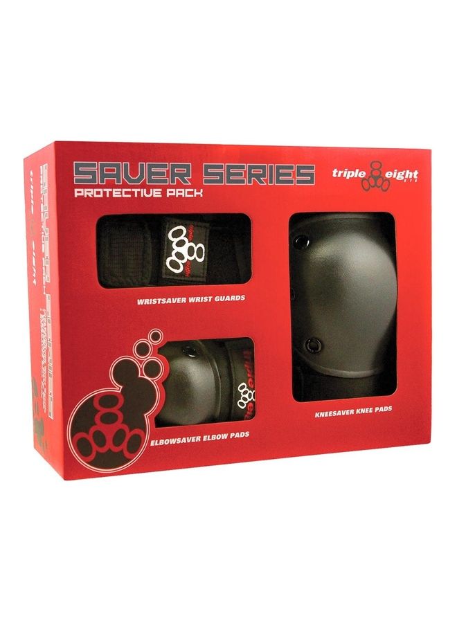Saver Series Pad Set With Knee Savers, Elbow Savers And Wrist Savers, Large, Black 9-10inch