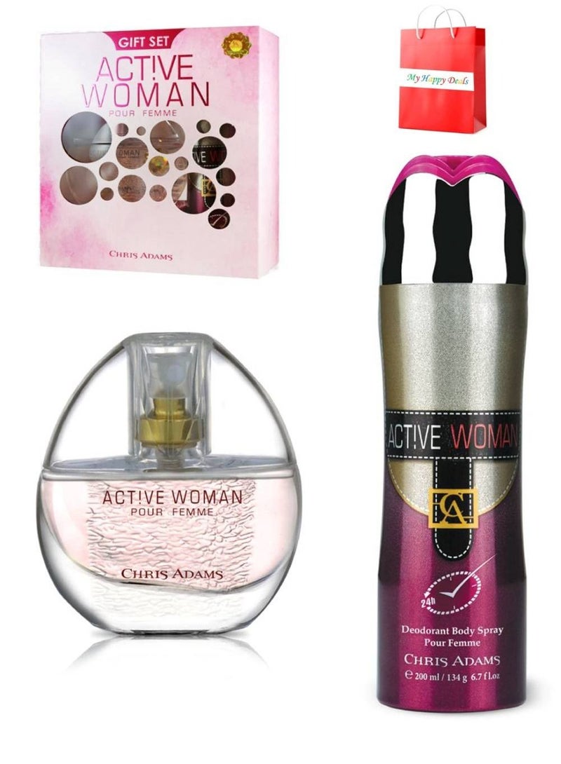 Active Woman Gift Set 80 ML Spray and 200 ML Deo