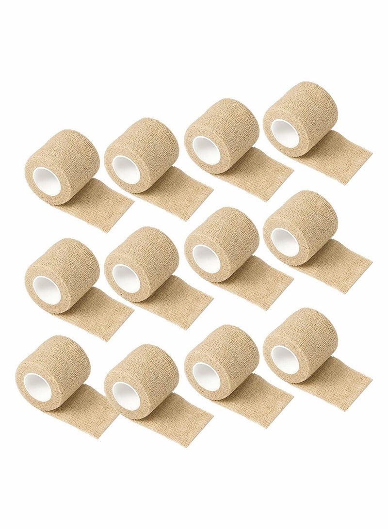 12 Pack Self Adhesive Bandage Adherent Cohesive Wrap Bandages 2 Inches X 5 Yards All Sports wrap Tape Breathable Wound