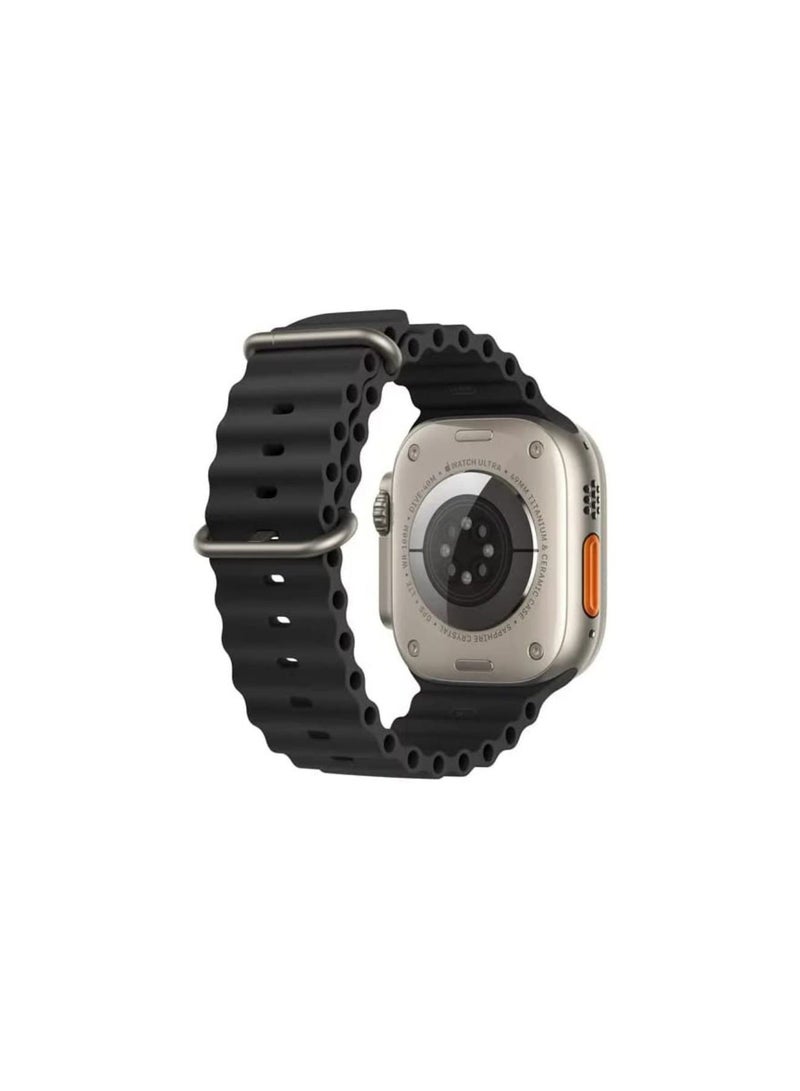 YOMNA Silicone Ocean Band Strap for Apple Watch Ultra 8 49mm Black,Black and Orange (set of 3 with 3* 49mm watch glass)