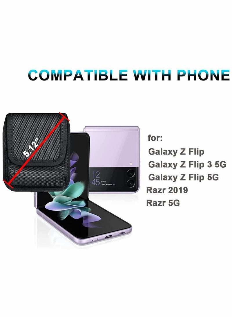 Phone Holster for Samsung Galaxy Z Flip/Z Flip 5G/Z 3 5G Motorola Razr 2019/ Vertical Cellphone Belt Clip Pouch Holder Waist Carrying Hanging Bag Case