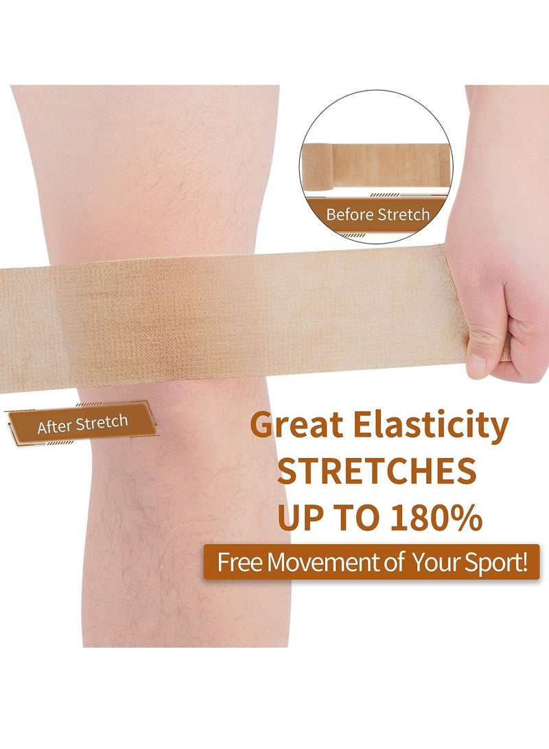 Cohesive Bandages 12 Rolls 10 Colour Self Adherent Non Woven Bandage Wrap Pet Vet Elastic Sports Water Repellent Breathable for Wrist Ankle Strains Sprains Swelling