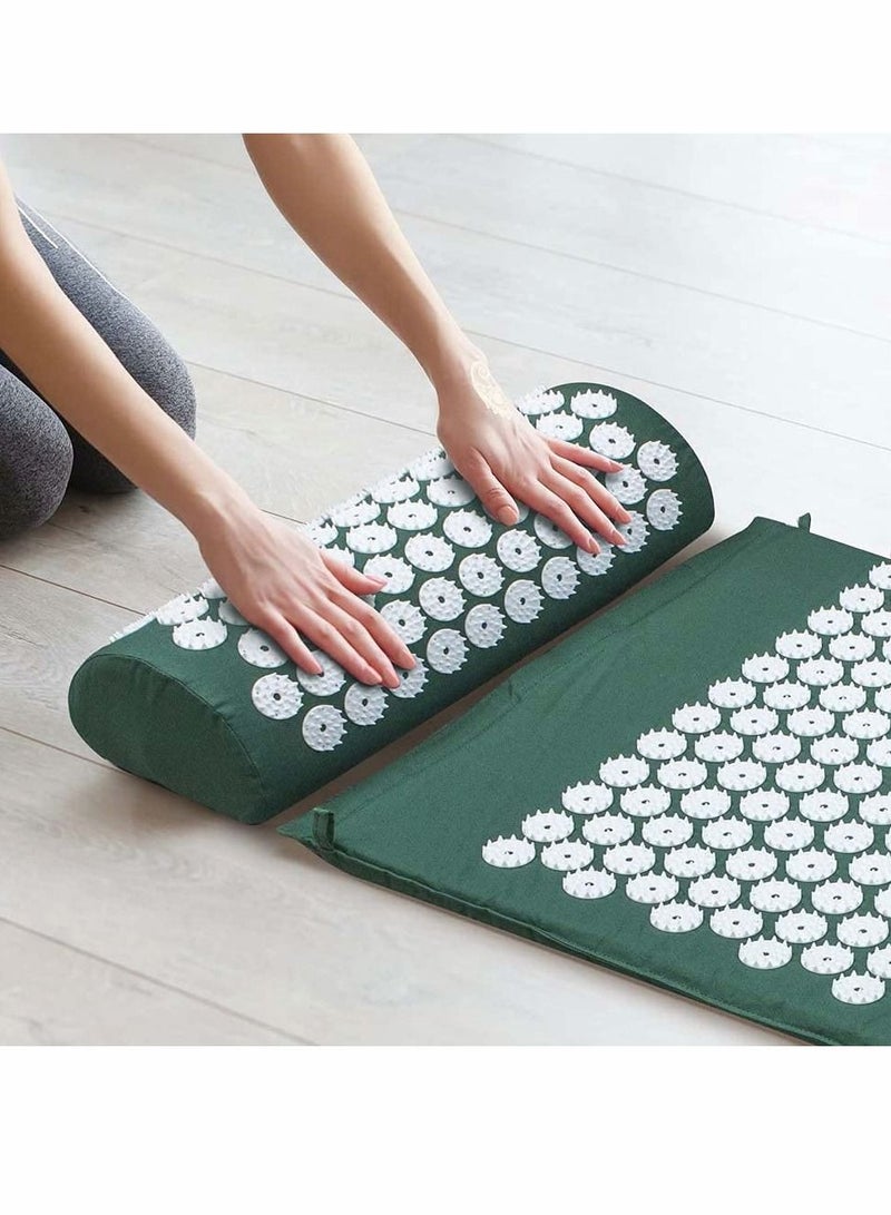 Back and Neck Pain Relief Acupressure Mat, Chronic Treatment - Relieves Your Stress of Lower Upper Sciatic Pain, (Green)