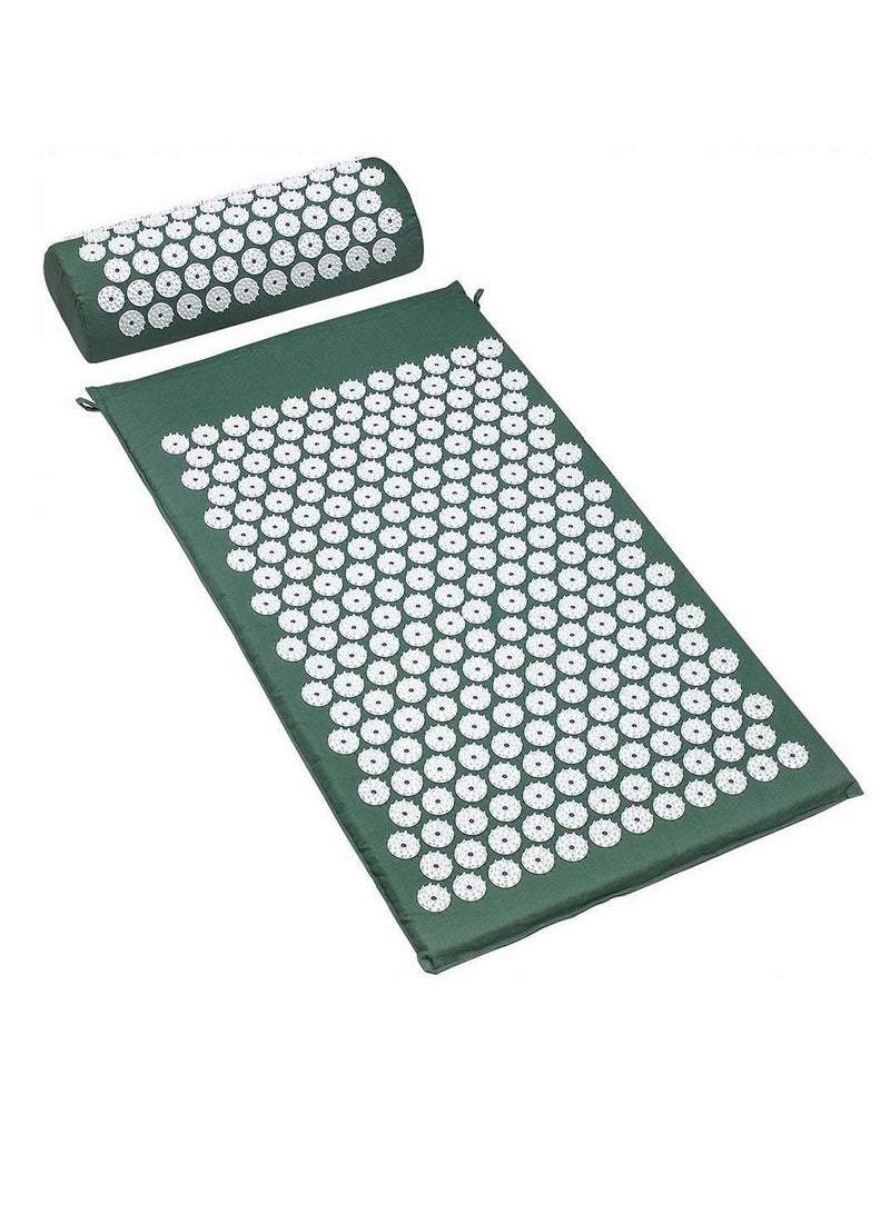 Back and Neck Pain Relief Acupressure Mat, Chronic Treatment - Relieves Your Stress of Lower Upper Sciatic Pain, (Green)
