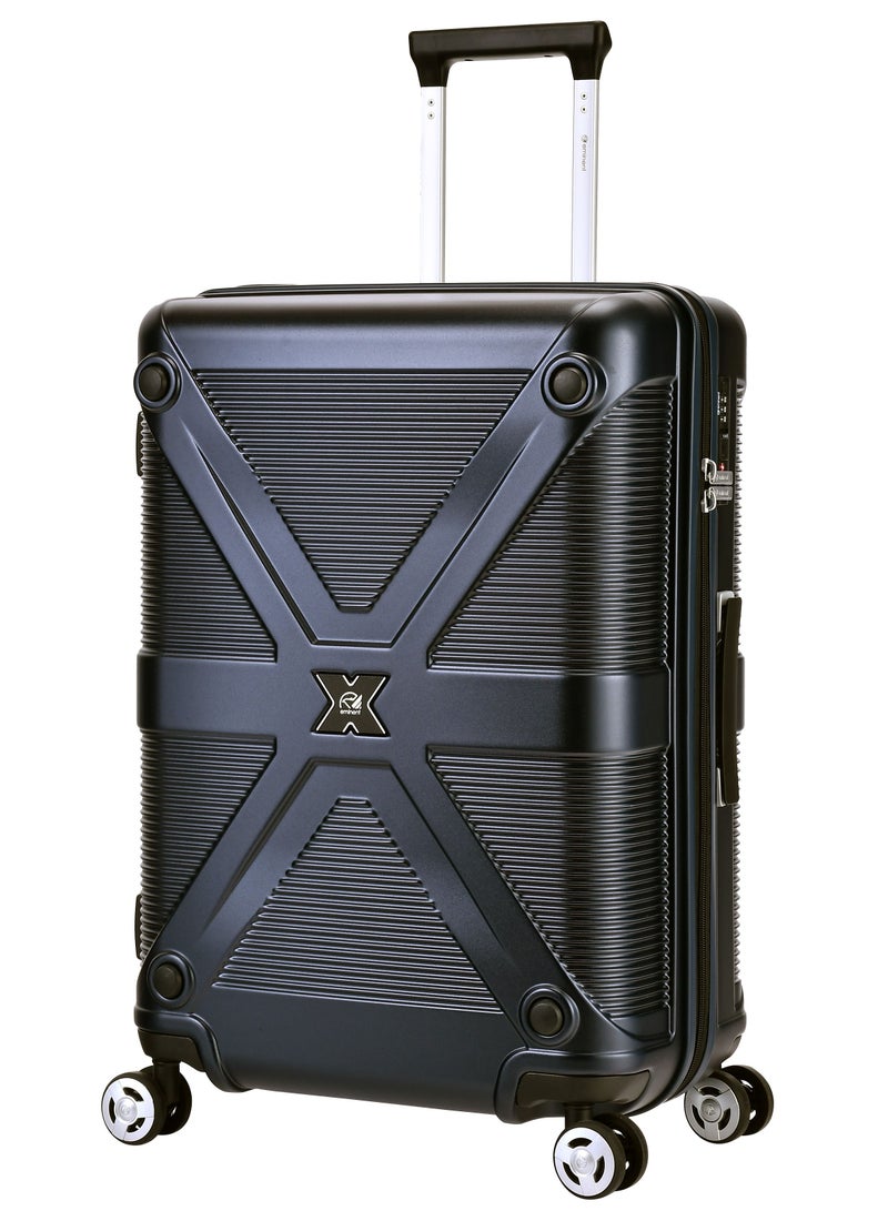 Hard Case Travel Bag Medium Luggage Trolley Polycarbonate Lightweight Suitcase 4 Quiet Double Spinner Wheels With Tsa Lock KJ97 Night Blue
