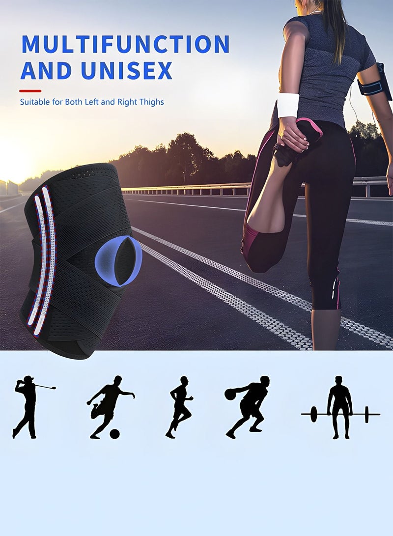 Knee Brace with Patella Gel Pad  Side Stabilizers Adjustable Knee Support for Meniscus Tear, Arthritis Joint Pain Injury Recovery Breathable Adjustable Compression Knee Support Braces