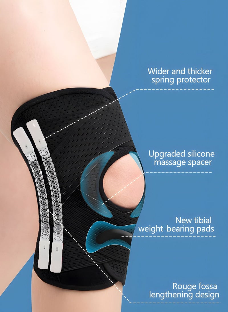 Knee Brace with Patella Gel Pad  Side Stabilizers Adjustable Knee Support for Meniscus Tear, Arthritis Joint Pain Injury Recovery Breathable Adjustable Compression Knee Support Braces