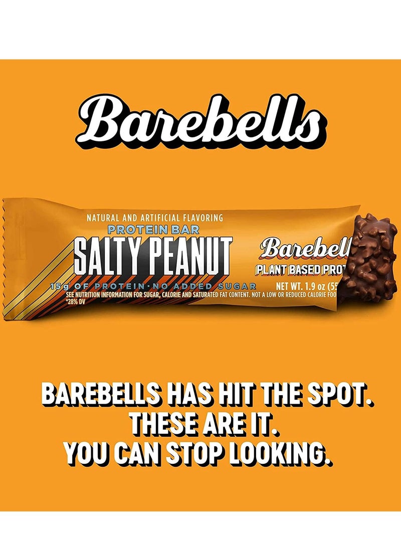 Barebells Vegan Salty Peanut High Protein and Low Carb Bar, 12 x 55g (1,94 oz) No Sugar Snack Protein Bar with 15g protein