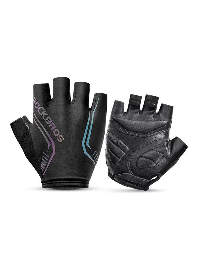 Reflective Anti-Slip Shock-Absorbing Breathable Half Finger Cycling Gloves 8.5-9cm