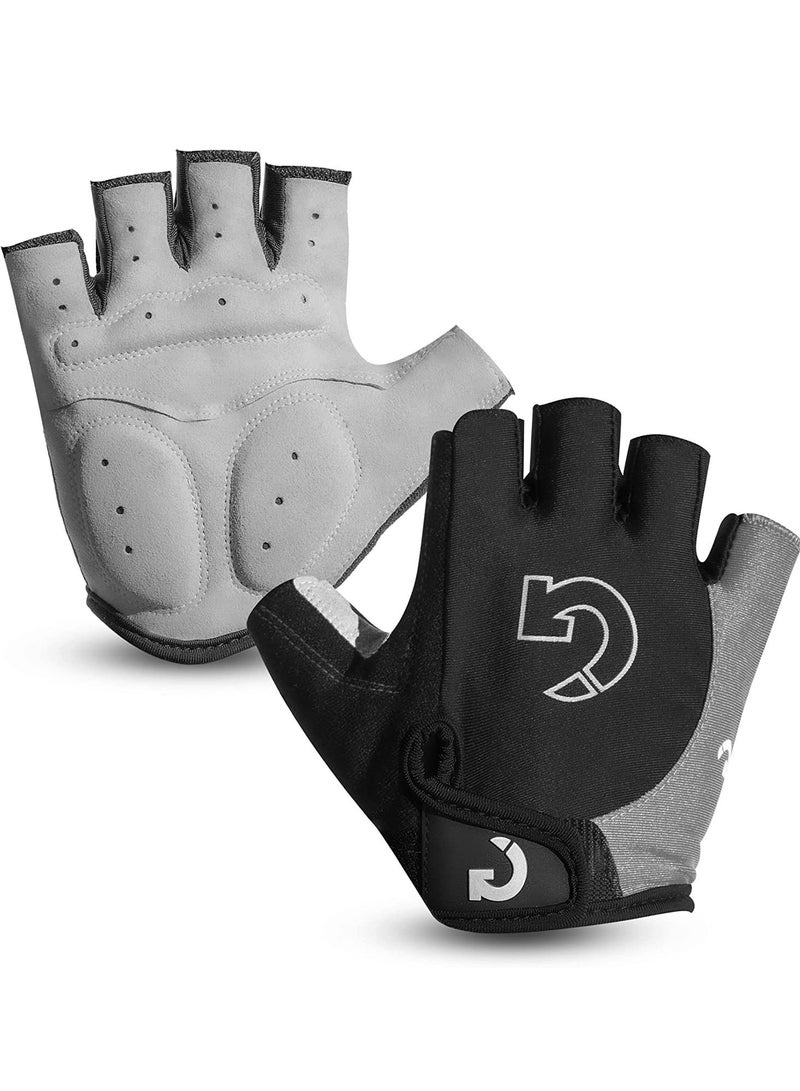 Cycling Gloves Bicycle Mountain Bike for Men Women Anti Slip Shock Absorbing Padded Breathable Half Finger Short Sports Accessories, XL