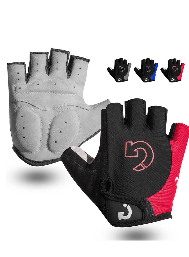 Cycling Gloves Bicycle Mountain Bike for Men Women Anti Slip Shock Absorbing Padded Breathable Half Finger Short Sports Accessories, XL