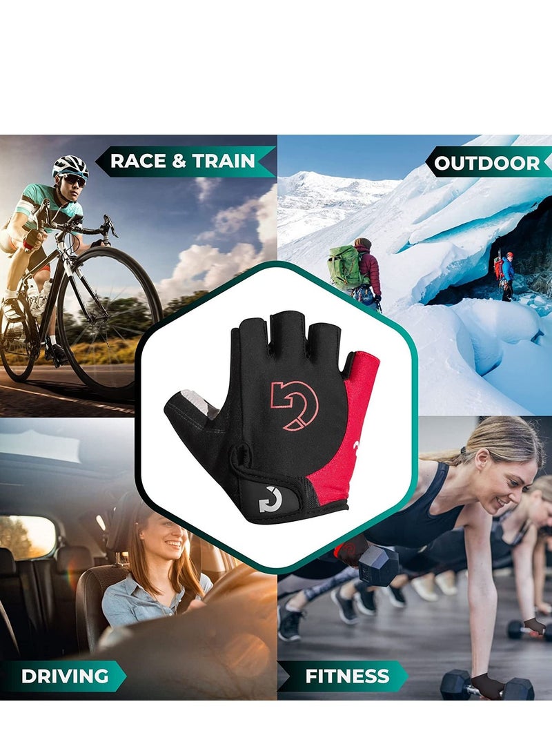Cycling Gloves Bicycle Mountain Bike for Men Women Anti Slip Shock Absorbing Padded Breathable Half Finger Short Sports Accessories, XL