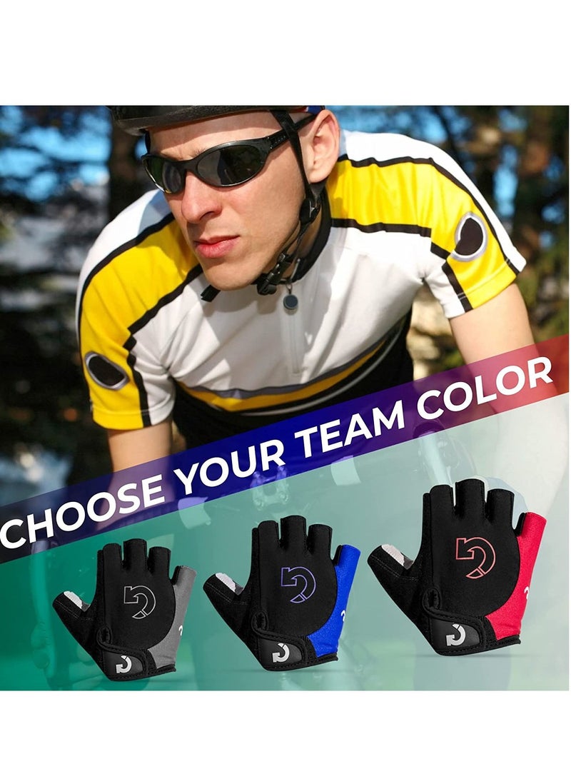 Cycling Gloves Bicycle Mountain Bike for Men Women Anti Slip Shock Absorbing Padded Breathable Half Finger Short Sports Accessories, XL