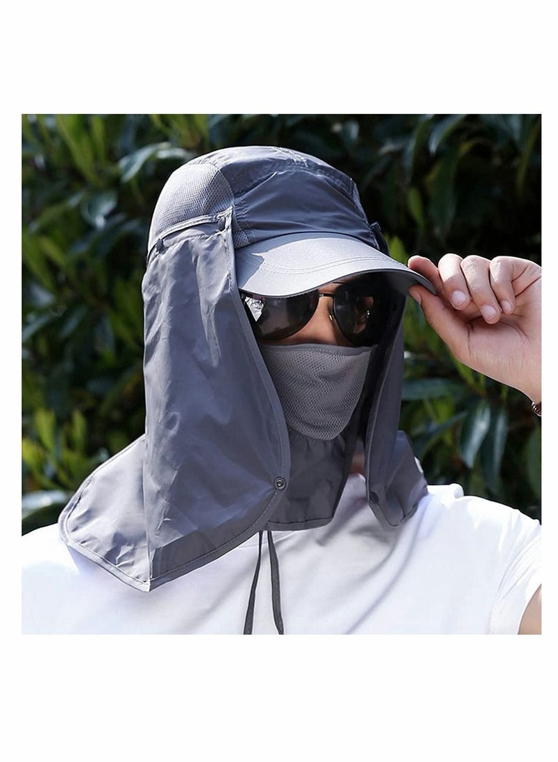 Sport Hat, 50 Protection Outdoor Multifunctional Flap Cap Sun Shield Mask Perfect Hat Baseball cap Unisex Unstructured Foldable Long Large