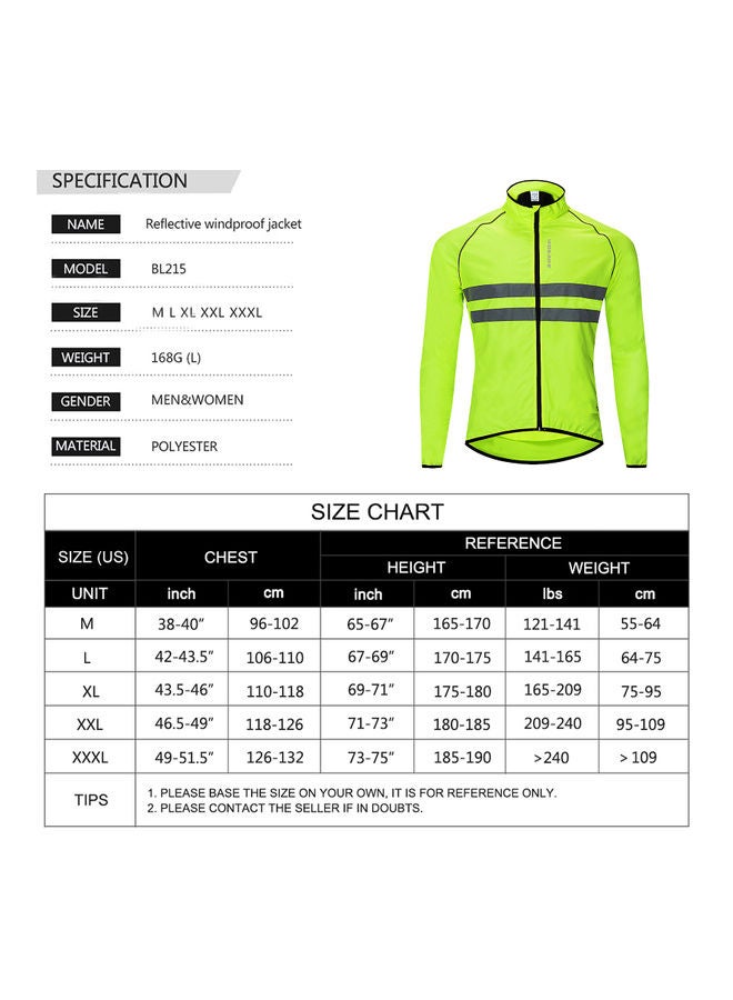 Reflective Long Sleeve Cycling Jacket 28x1x25cm