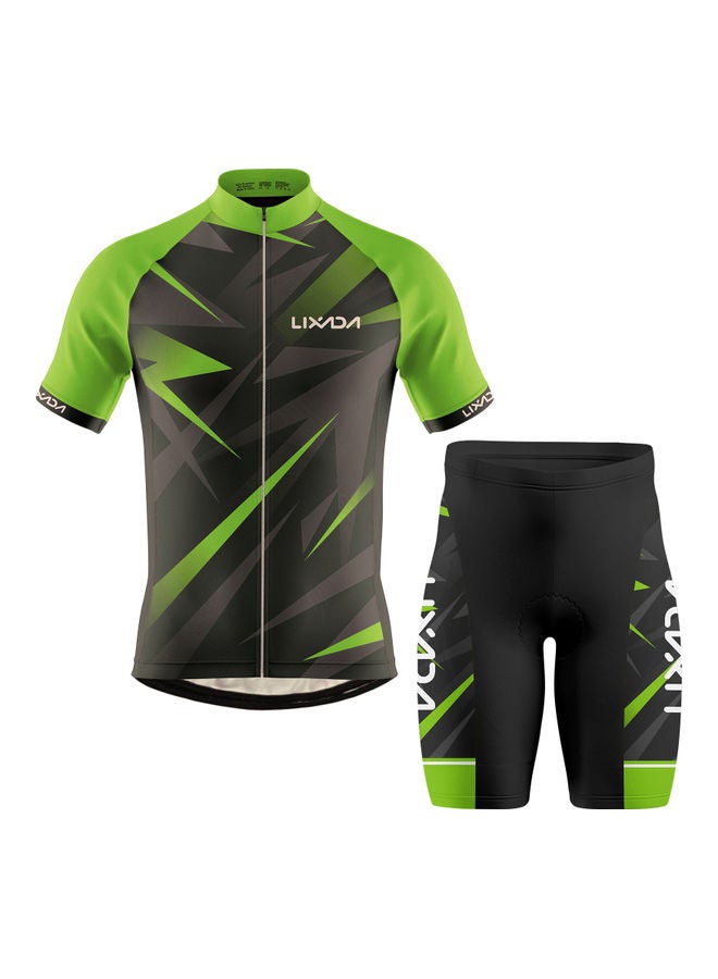 2-Piece Breathable Cycling Shirt With Padded Shorts Set XL