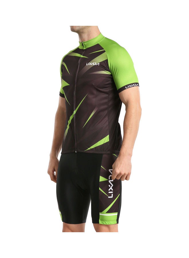 2-Piece Breathable Cycling Shirt With Padded Shorts Set XL