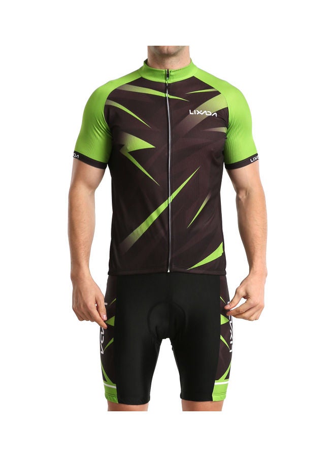 2-Piece Breathable Cycling Shirt With Padded Shorts Set XL