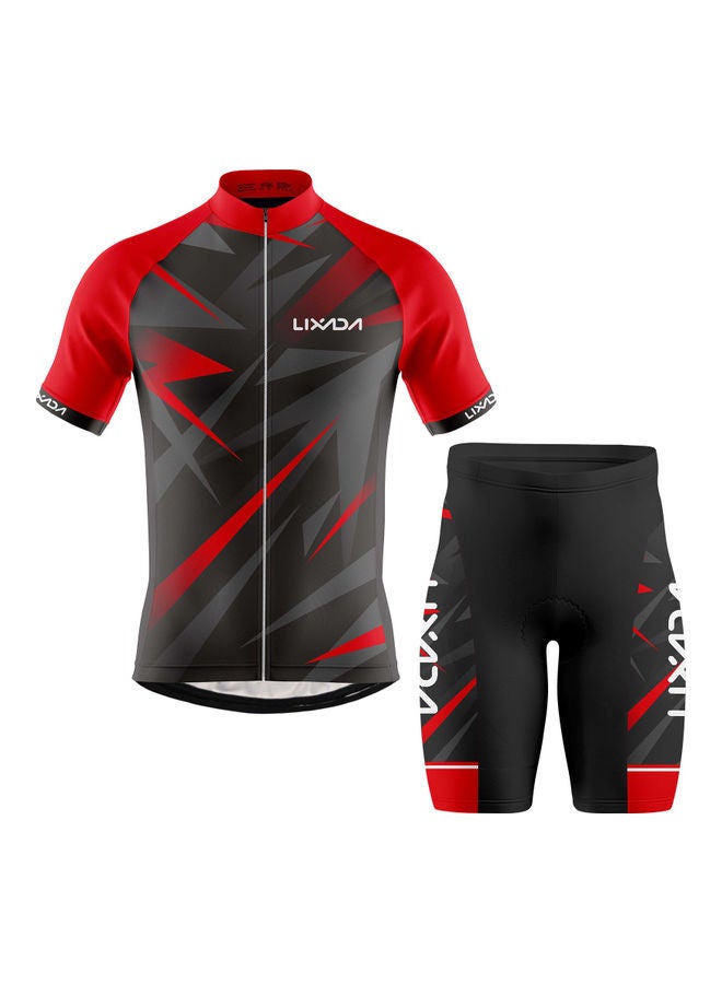 2-Piece Breathable Cycling Shirt With Padded Shorts Set XL