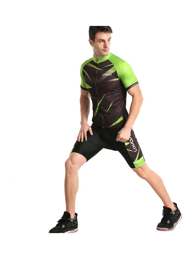 2-Piece Breathable Cycling Shirt With Padded Shorts Set M