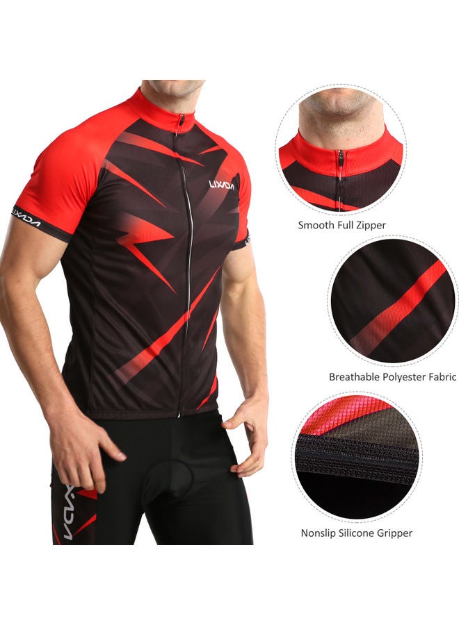 2-Piece Breathable Cycling Shirt With Padded Shorts Set M